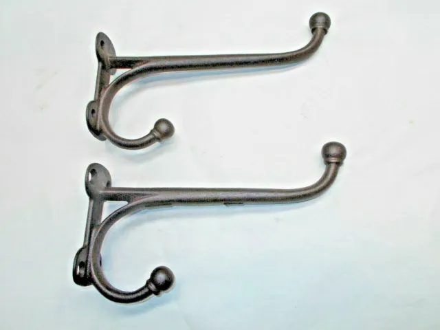 Vintage Lot of 2 Cast Iron Heavy Duty Hat or Coat Hooks, or Barn / Tack Room 5