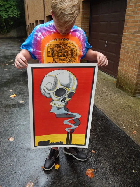 Awesome NOS 1971 Skull Death from Pollution Poster Ruhman Vagabond Creations