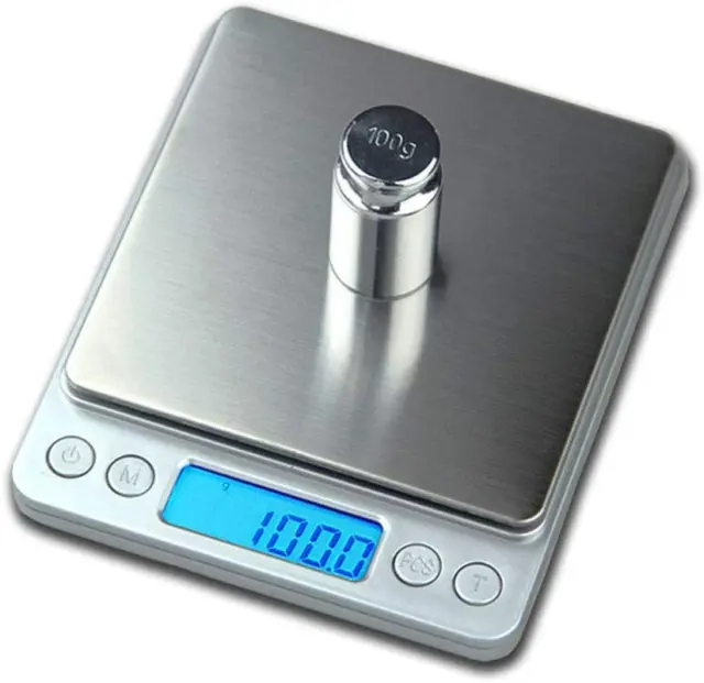  5000g Kitchen Scale 0.1g 11lb Digital Food Weight Scale Tare  Function g/ oz/ ml/ ct/ kg/ tl/ fl:oz/ lb:oz/ lb Silver Stainless Steel  Platform Backlit LCD Multifunction Electronic Gram Ounce 