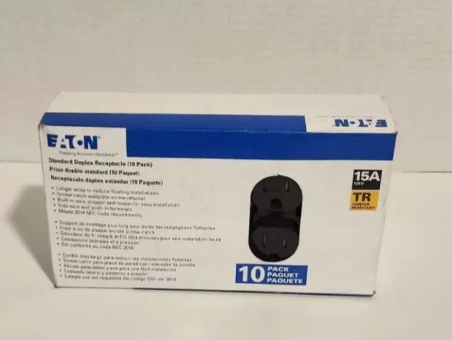 Eaton Tr270B ( Box Of 10 )Receptacle Tamper-Resistant Duplex 15A 125V 2P3W