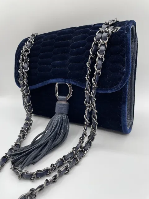 Aimee Kestenberg Navy Blue velvet Medina Shoulder bag/purse chain, tassell