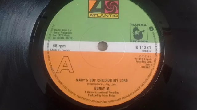 Boney M Mary's Boy Child / Oh My Lord 1978 Atlantic 7" 45 K11221