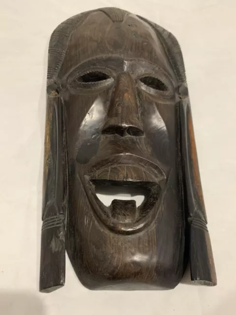 Vintage Hand Carved PNG? Timber Mask, Wooden Wall Hanging, Tribal, Islander