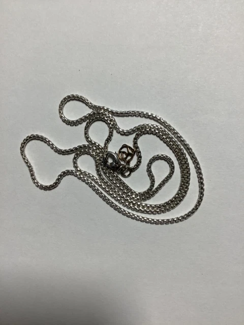 David Yurman Sterling Silver 1.7mm Box Chain Necklace with 14k gold 24”