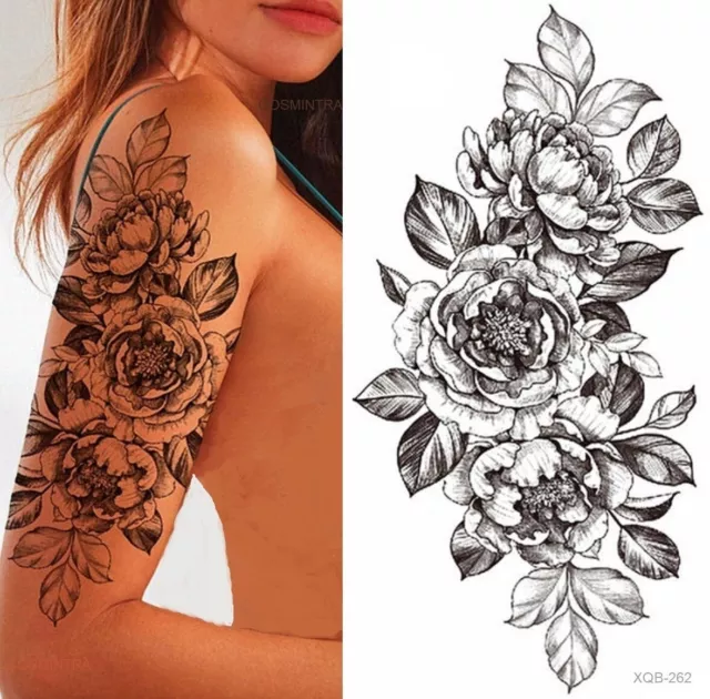 Einmal Tattoo Rose Aufkleber Blume XL Temporäre Tattoos Temporary Tattoo XQB-262
