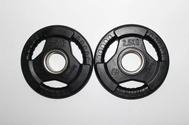 10%OFF NOW 2.5kg Pair 2" Tri-Grip Rubber Coated  Olympic Barbell Weight Plates  