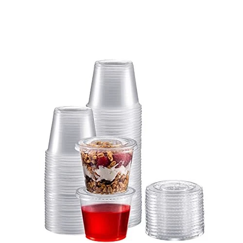 Zeml Portion Cups with Lids 5.5 Ounces 100 Pack | Disposable Plastic Cups for...