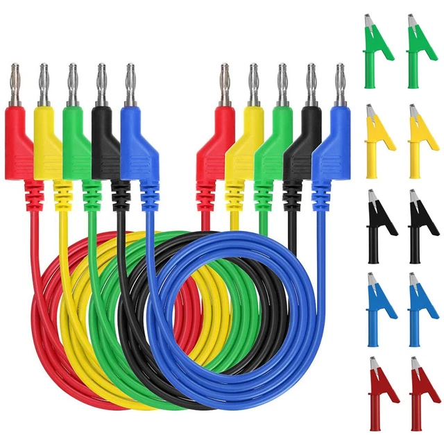 VIVIIHOO Set 5 Cavi Di Misura 4mm Con Morsetti A Coccodrillo – 1m – Per Multimetro E Test Elettrici