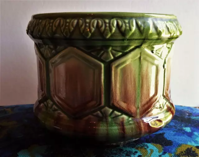 Brush McCoy Blended Majolica 1910s Antique Art Pottery Jardiniere