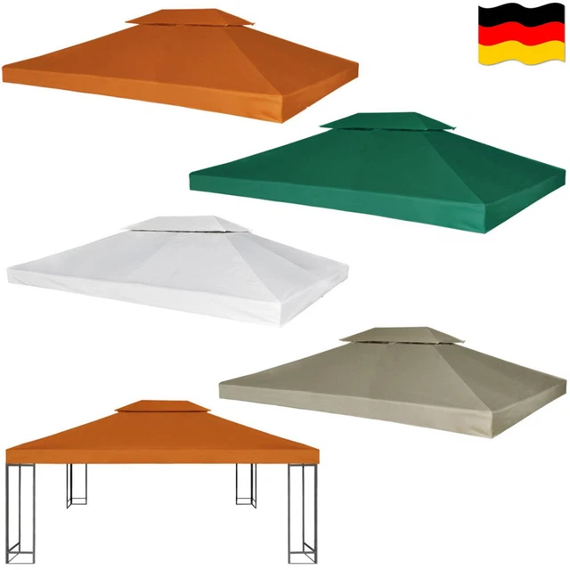 Dach Mit Kaminabzug Und Klettverschluss Pavillon Ersatzdach 3x3 Meter – Grün, Wasserdicht Aus Polyester, Mit Kaminabzug, Für Holz-/Alu-Pavillons 3x3 Meter Pavillondach
