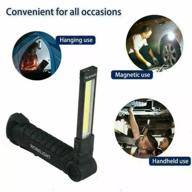 USB Rechargeable COB LED Work Light Dial Magnetic Base Shop Lamp