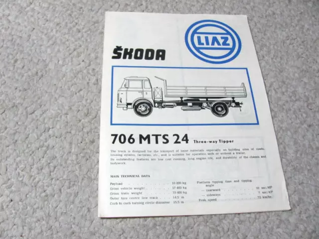 1970's SKODA LIAZ 706 (CSSR) SALES BROCHURE