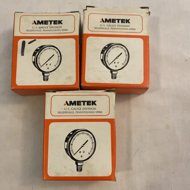 (3) Ametek USG Solfrunt Pressure Gauge 0-200PSI 1/4" Bottom Mount 2 1/2” inch(B)