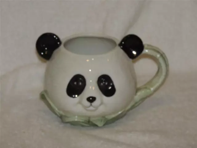 Panda Figural Coffee Mug OCI Hand Painted Vintage Bamboo Handle