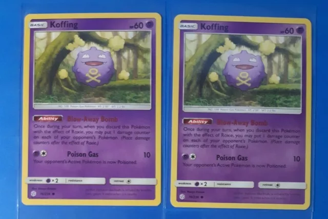 2x Koffing 76/236 Pokemon card SM Cosmic Eclipse common NM