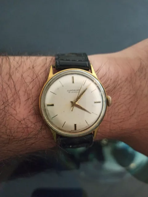 MONTRE JUNGHANS 17 Jewels M canique Fonctionne Plaque or EUR 150