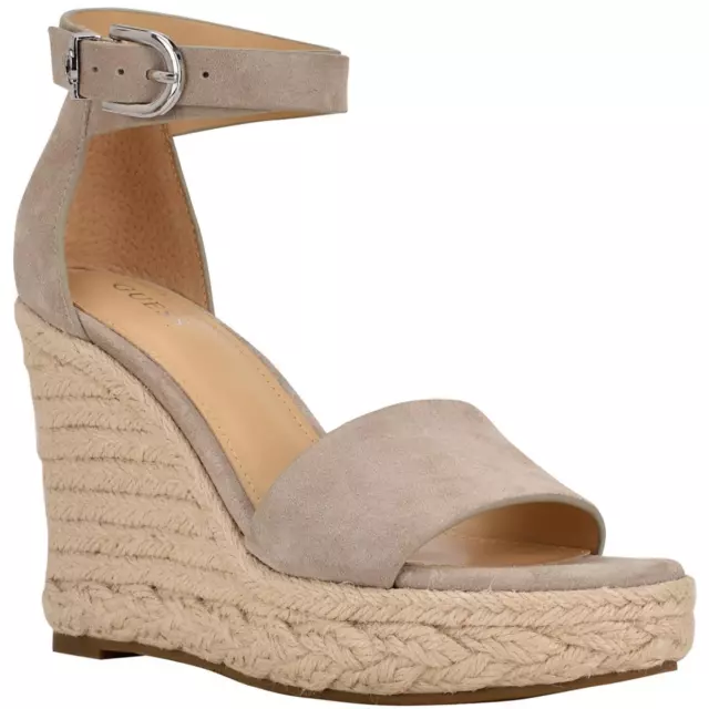 Guess Womens Hidy Gray Suede Wedge Sandals Shoes 7.5 Medium (B,M) BHFO 5265