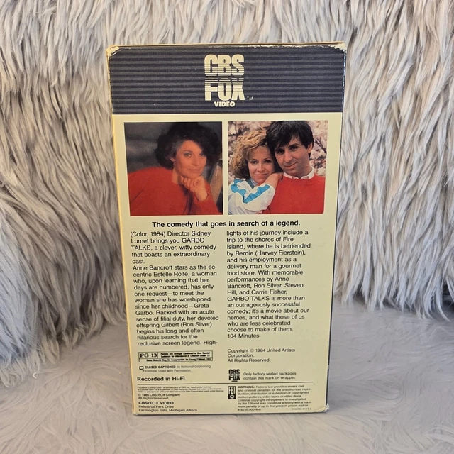 GARBO TALKS VHS 1984 Comedy Drama Anne Bancroft Sidney Lumet CBS/FOX £7 ...