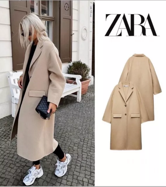 ZARA CAMEL DOUBLE FACED WOOL COAT ZW COLLECTION.7522/247 Size XS/S BNWT RRP £130