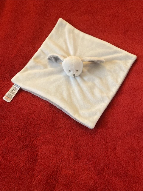🇫🇷Doudou Plat Carré Lapin Blanc Gris Taupe JACADI NEUF