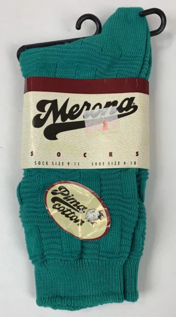 Vintage 90's Merona Womens Socks Slouch Crew Textured Teal Shoe Size 4-10