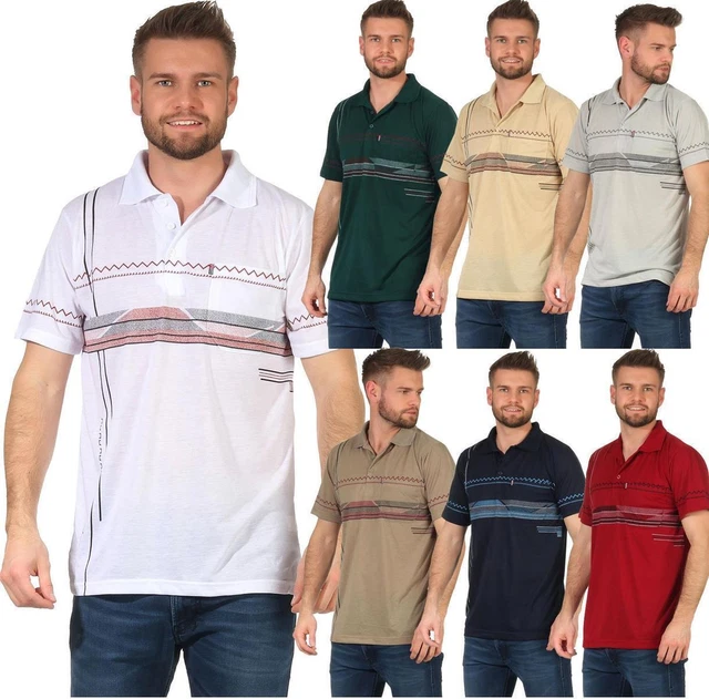Herren Poloshirt T-shirt Polo-Hemd Kurzarm mit Muster Gr. M L XL XXL