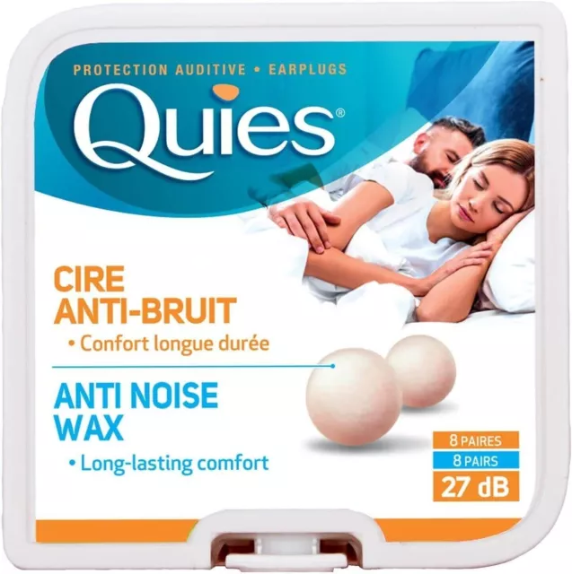 Quies Pure Natural Wax Ear Plugs x 8 Pairs (FREE UK P&P )