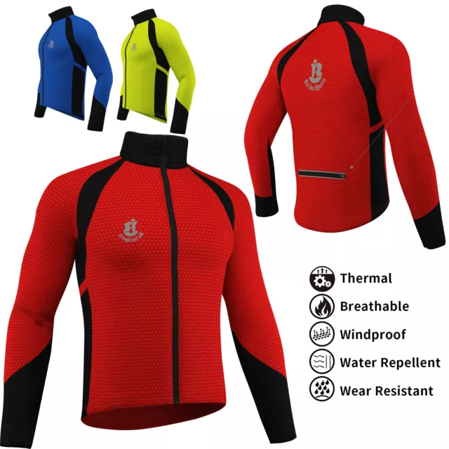 Cycling Jacket Soft Shell Winter Thermal Fleece Windproof Long Sleeve Bike Coat