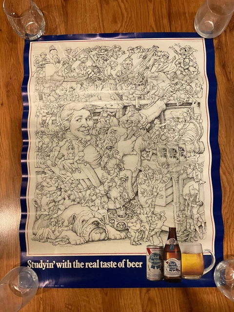 Pabst Blue Ribbon Beer PBR Vintage Poster Sign Studyin