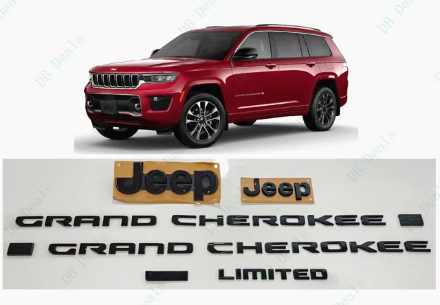 Gloss Black Front Rear Door Rear Limited L Emblems 2021+ Jeep Grand Cherokee L