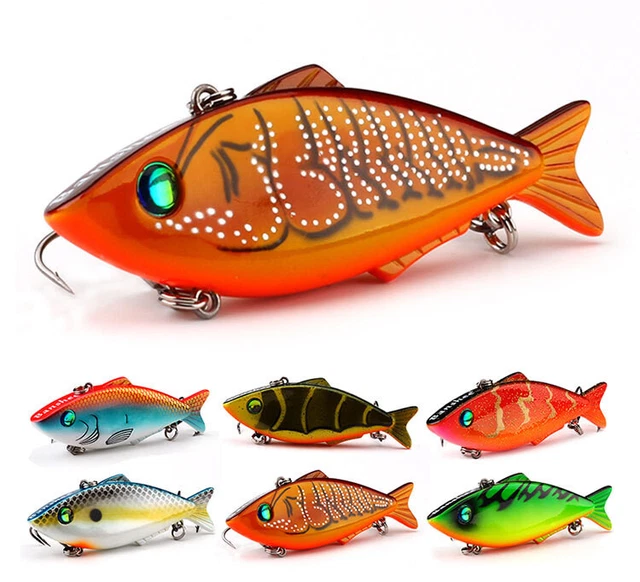 2Pcs Fishing Lure Bait Hard Metal Noise Paillette Feather Treble Hook 3D Eyes S