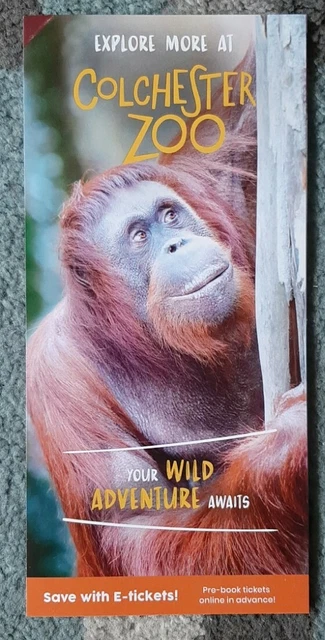 COLCHESTER ZOO FOLDOUT Flyer - Orangutan, Meerkat, Leopard, Giraffe