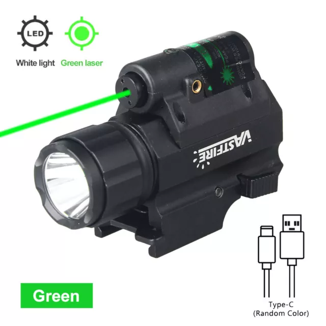 800 Lumen Gun Green Laser Tactical Pistol Weapon Light LED Flashlight Combo 20mm