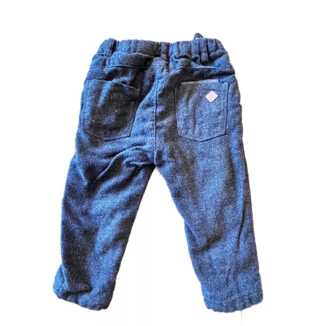 Pantalones ZARA Baby Boy Gris Carbón Oscuro 9-12 mos Cintura Ajustable 2