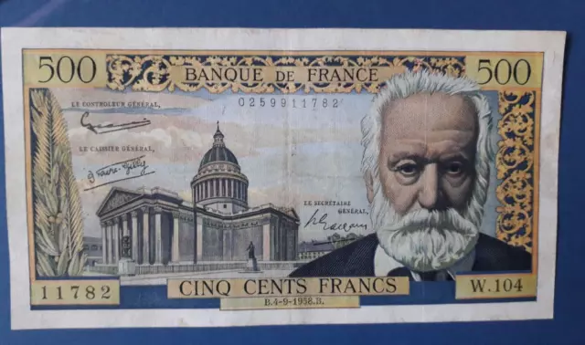 1 billet de 500 francs Victor Hugo du 4-9-1958