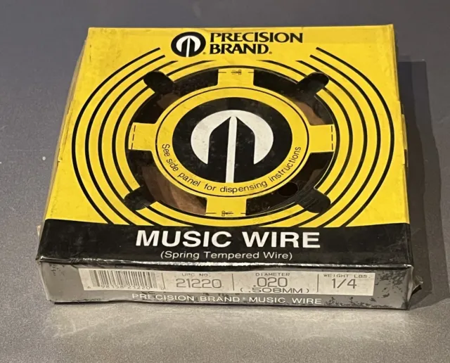 NEW Precision Brand Spring Tempered Music Wire .020 (.508mm) Diam.  1/4 Lb 21220
