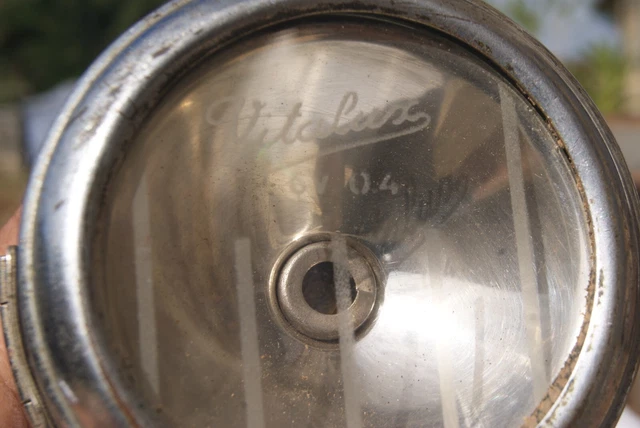 Phare De Vélo / Cyclomoteur Ancien, Chromé, Fabrication Française, Avec Support, état D'usage