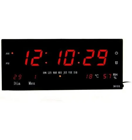 Reloj de Pared y Mesa Digital Oficina Temperatura Calendario Alarma 220V