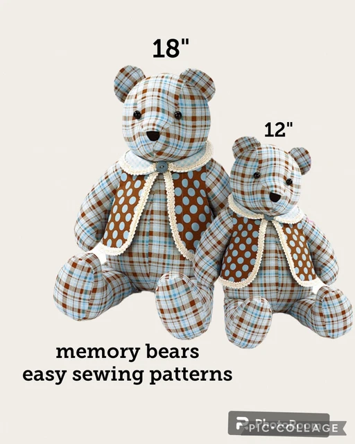 Memory Bears 12inch And 18inch Sewing Pattern PDF DOWNLOAD Only