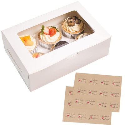 con Inserto Bianco Rimovibile Scatola Contiene 6 Cupcake Finestra Quadretti Colore: Blu Chiaro 