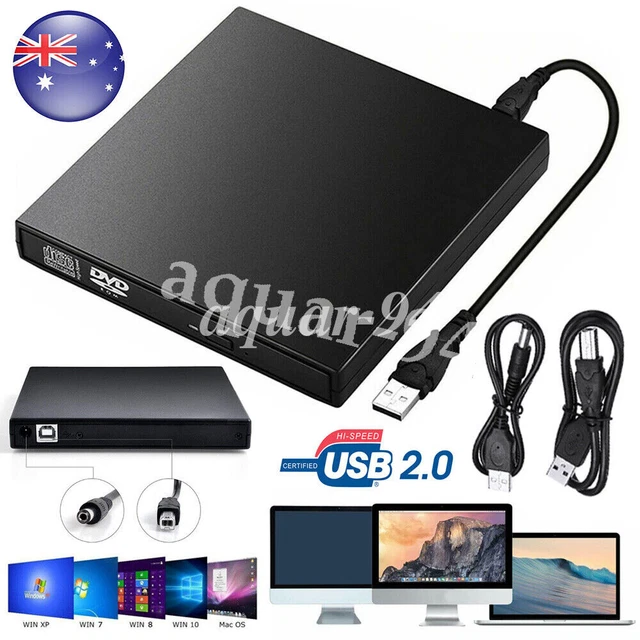 USB External CD RW DVD ROM Writer Burner Player Drive PC Laptop for Mac Windows