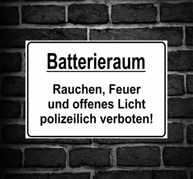 Schild Hinweisschild Hinweis "Batterieraum Rauchen Feuer und offenes Licht ..."