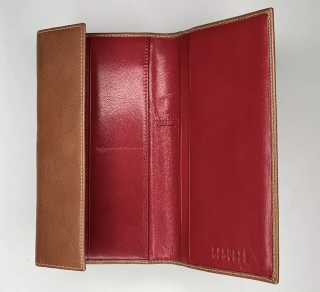 Barneys New York Brown Leather SLIM Wallet for Credit Cards, Coins, Bills 7"x4"