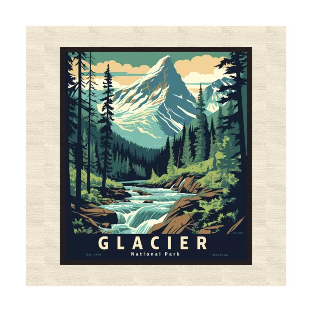 Glacier National Park Montana Serigraph Style Art Poster