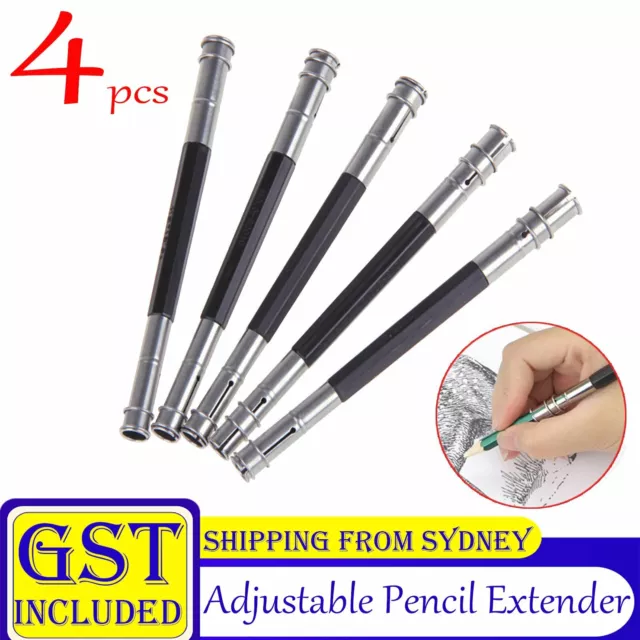 4x 13.5CM Adjustable Pencil Extender Lengthener Holder Art Tool Double Head Tool