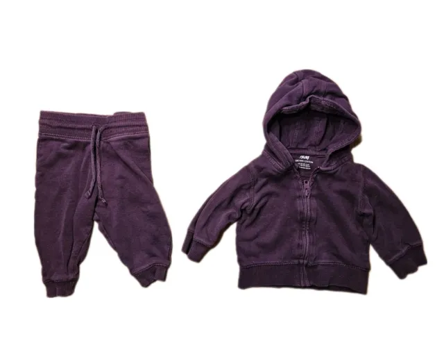 Mignon Bébé Sweat Lot Pantalon Veste De H&M Taille 2-4M 62 Violet
