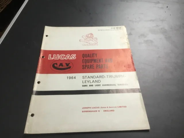 Lucas 1964 Spare Parts List Standard -Triumph Leyland Cars & Light Commercial