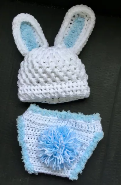 hand crochet baby boy fancy dress photo prop bunny easter blue rabbit costume