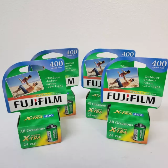 4 Fuji Film Superia X-tra 400 speed 35mm for color prints 24 Exp Expiration 2019