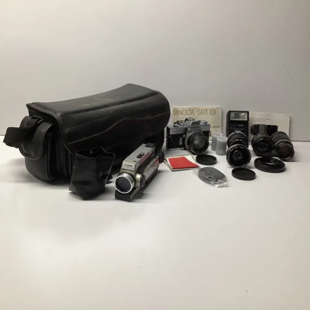 Minolta SR-T 101 + Lenses, & Accessories, Canon Auto Zoom 318m w/ Bag TA#755